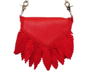 Feather Red Deerskin Hip Bag