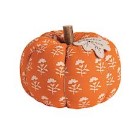 Block Print Fabric Pumpkin w/ Wood Stem