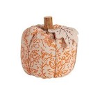 Block Print Fabric Pumpkin w/ Wood Stem