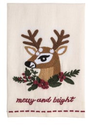 Christmas Crewel Embroidery Dish Towel