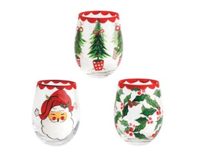 Christmas Hand Painted Wine Glass
