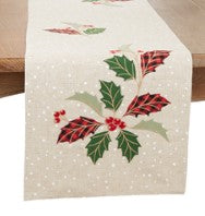 Buffalo Plaid Holly Leaves Table Runner (16 x 70)