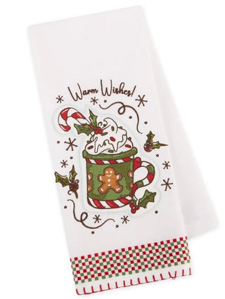 Warm Wishes Hot Cocoa Embellished Dish Towel