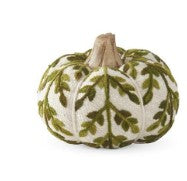 Cream and Green Foliage Knit Pumpkin