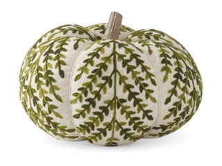 Cream and Green Foliage Knit Pumpkin