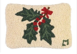 Holly Sprig Wool Pillow