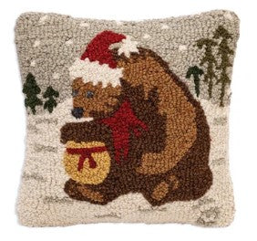 Holiday Bear Wool Pillow