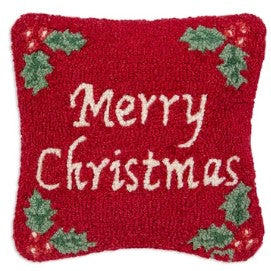 Merry Christmas Holly Wool Pillow