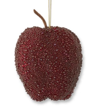 Beaded Burgundy Apple Ornament