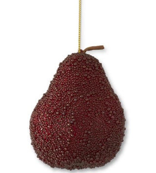 Beaded Burgundy Pear Ornament