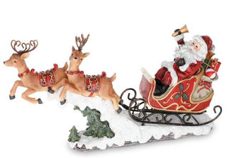 Santa Reindeer and  Sleigh Figurine