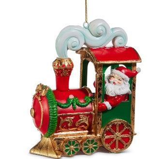 Santa in Train Ornament