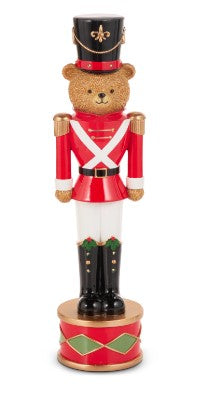 17.75" Lighted Bear Nutcracker on Drum