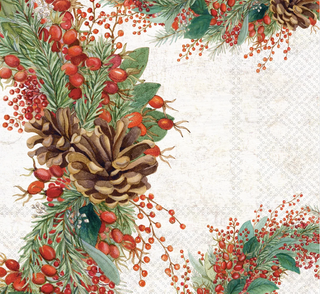 Merry and Bright Wreaths (Beverage Napkin)