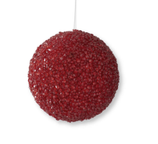 Red Icy Beaded Round Ornament 4.75"
