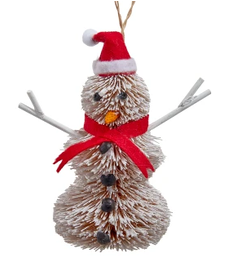 Buri Snowman w/ Scarf Ornament