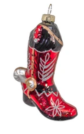 Glass Silver, Red, Blue Cowboy Boot Ornament