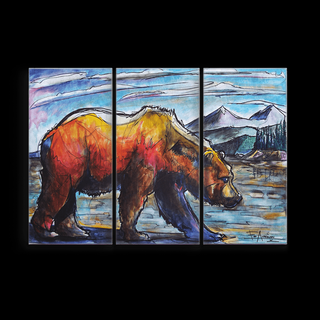 Three Panel Brown Bear Wall Art by Ed Anderson