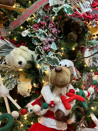 Christmas Decorations including plushies and tree decor