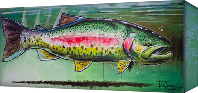"Rainbow Trout with Green Background" Metal Art (A5BX-2142RAINBOW-EA)