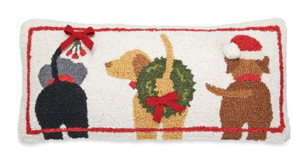 Three Christmas Dogs Pillow