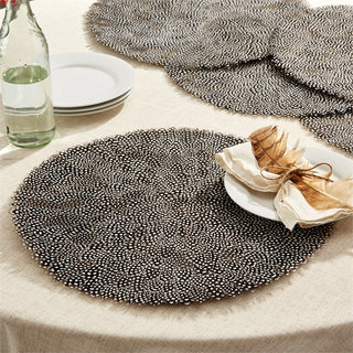 Guinea Feather Round Mat