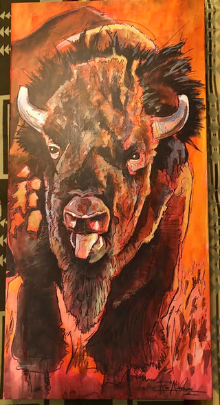"Lick -A-Bull" Buffalo Metal Art ( A7BX-2302LICK)