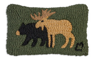 Moose and Bear Wool Pillow