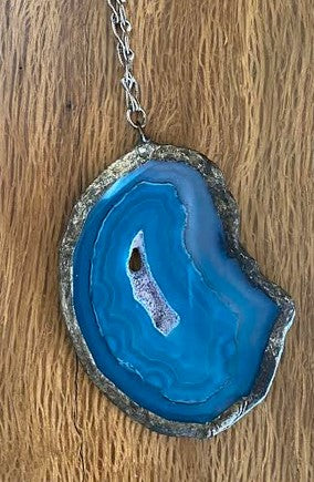 Blue Agate Geode Necklace