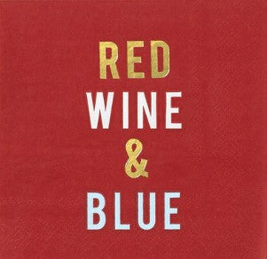 Red Wine & Blue Beverage Napkin