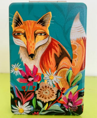 Fox and Flowers Compact Mirror