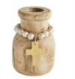 Wood Bud Vase with Beads