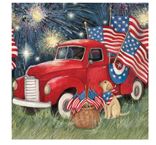 Old Glory Red Truck (Beverage Napkin)