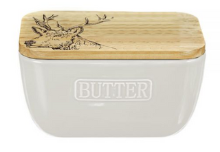 Stag Oak and Ceramic Butter Dish