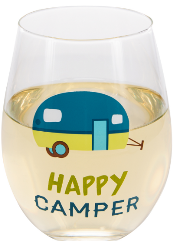 Happy Camper Stemless Wineglass