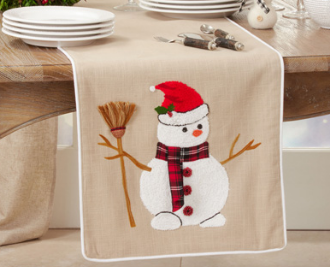 Snowman Embroidered Table Runner