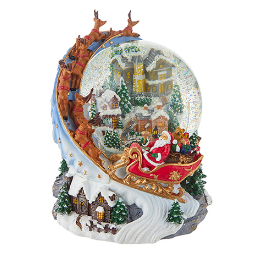 Santa and Sleigh Glitter Water Globe