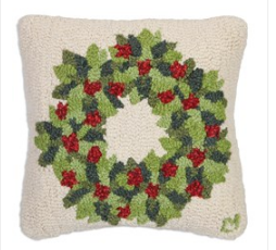Berries and Leaves Wreath Wool Pillow