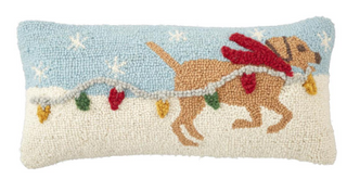 Christmas Dogs with Lights Pillow