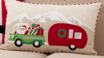 Santa Truck and Trailer Down Filled Pillow