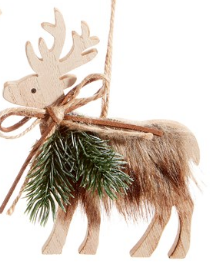 Moose and Deer Faux Fur Ornament