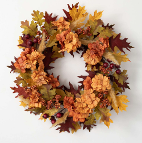 Fall Hydrangea/Leaf Wreath 24"