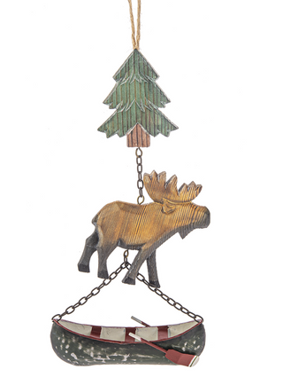 Bear/Moose Canoe Ornament