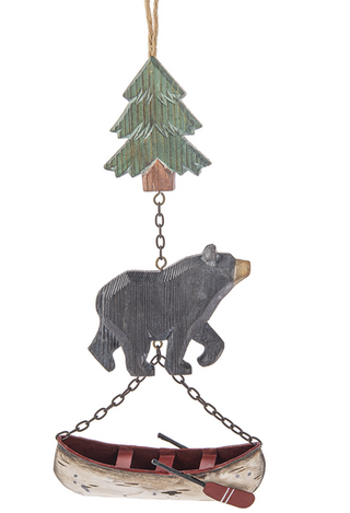 Bear/Moose Canoe Ornament