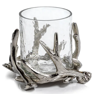 Metal Antler and Glass Candleholder