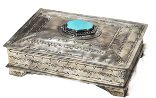 J. Alexander Stamped Bible Box with Turquoise Stone (10.5" x 7.5")
