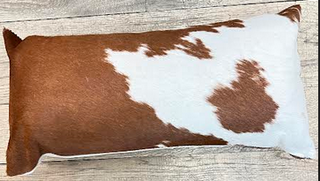 Natural Cowhide Lumbar Pillow Hereford Red 12x24