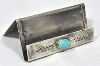 J. Alexander Business Card Holder with Turquoise