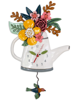Blossoms Watering Can Clock