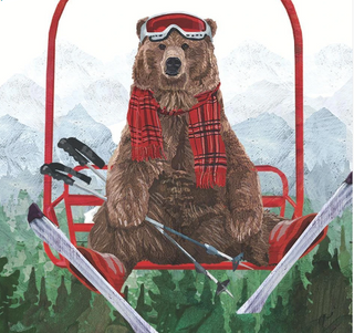 Ski Lift Bears (Beverage Napkin)